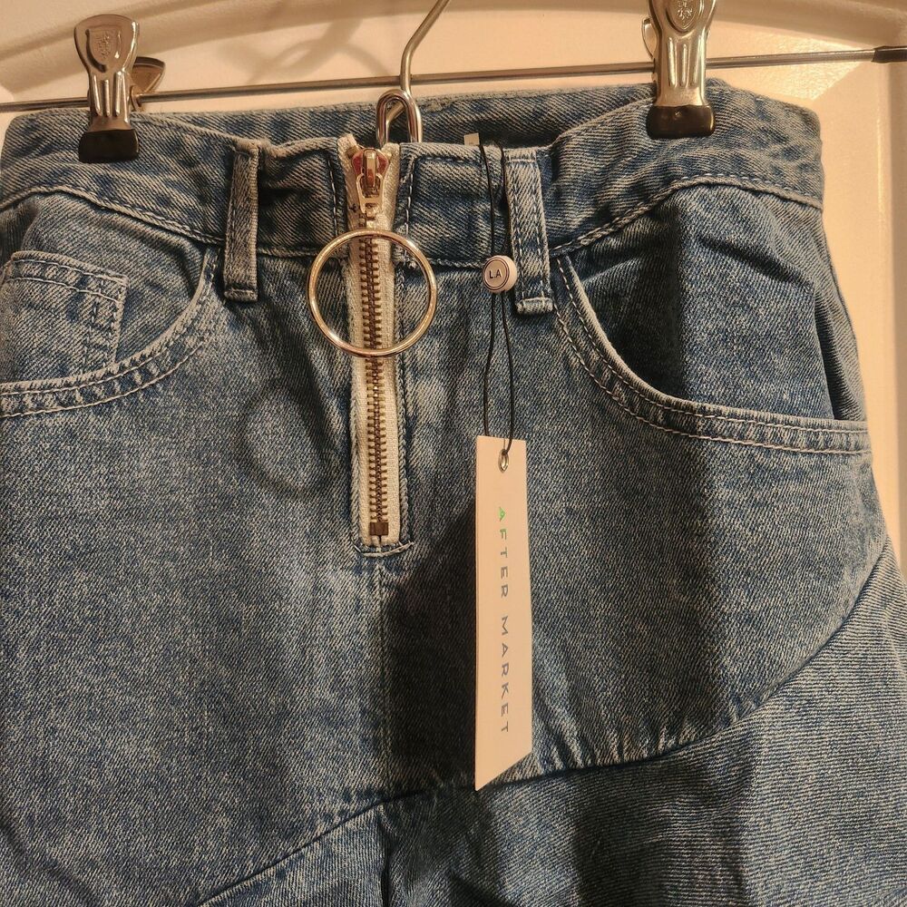 After Market x Anthropologie Asymmetrical Ruffle Denim Skirt High Low - Size XS - Picture 2 of 10